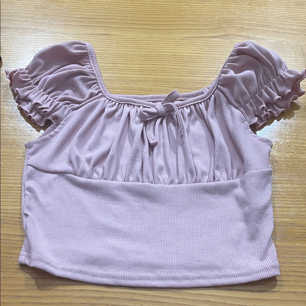 Teenage Pink Ruffle Sleeve Top